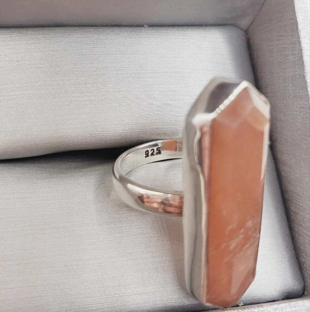 Genuine Sunstone 925 Sterling Silver Ring